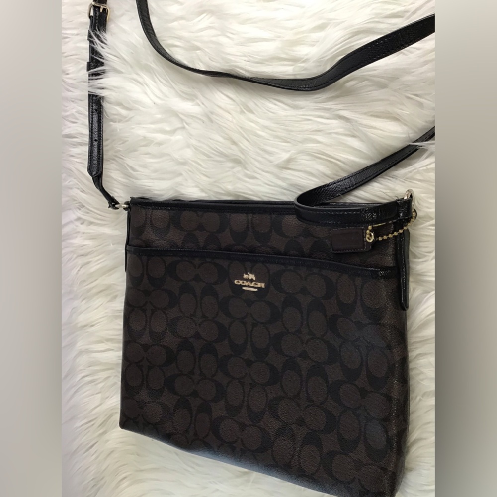 Coach Rowan File Bag Signature Shoulderbag Crossbody Black/Brown - Picture 5 of 16